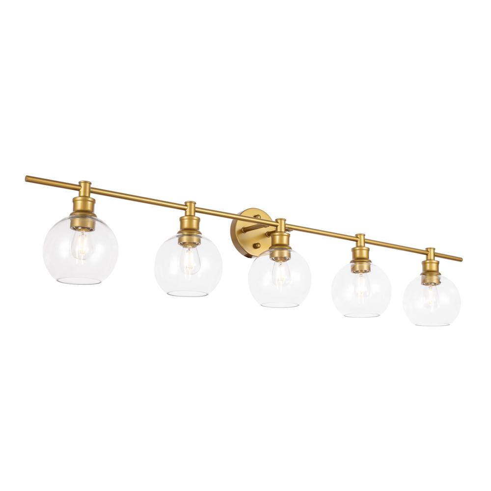Angle. Living District - Collier 5 light Brass and Clear glass Wall sconce - Brass And Clear Glass.