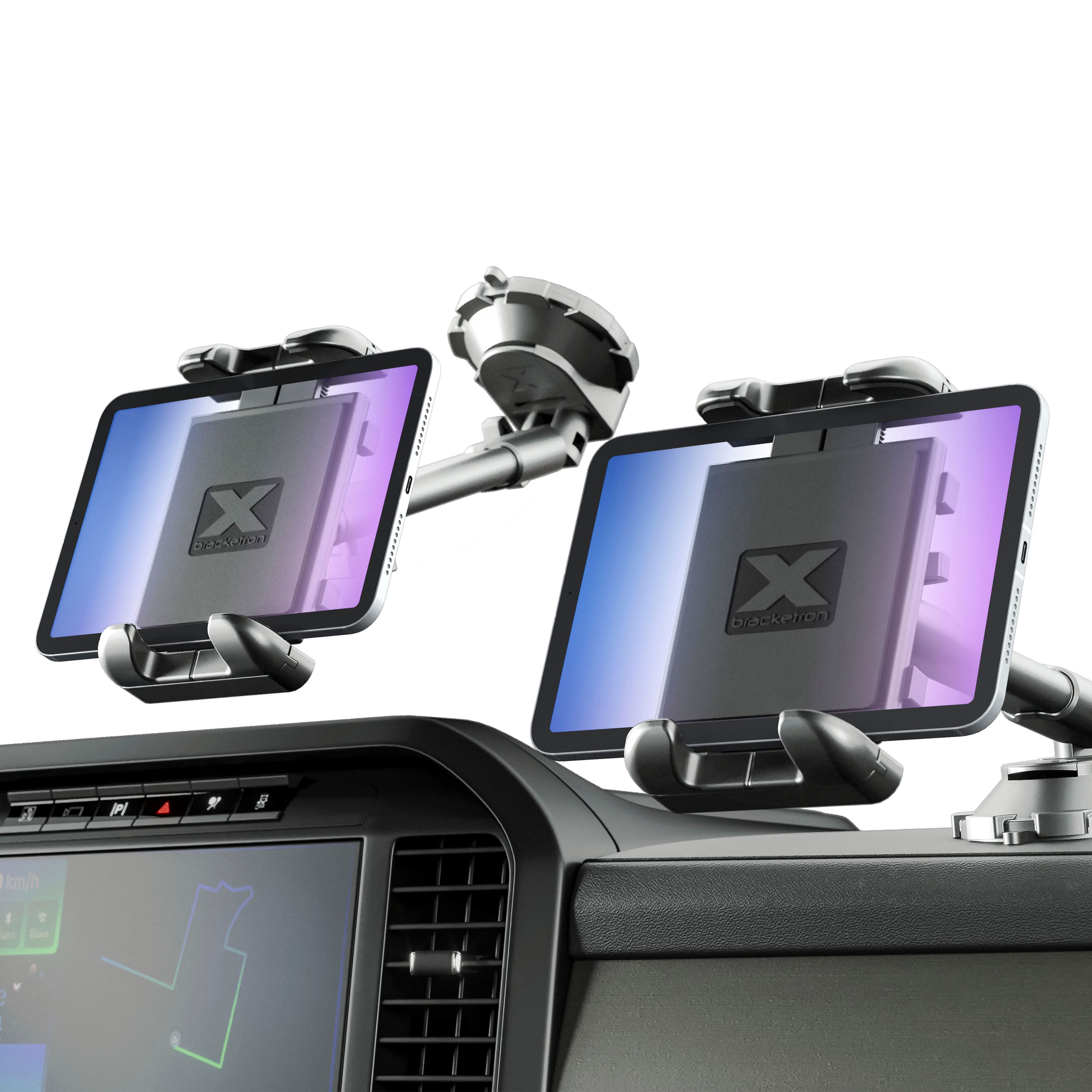 The text on the image reads: "X 02 JJ X backetion 1EAEJiESES JEEE a 2 /P) 5 | km/h E - e Soed !". This text appears to be a combination of various elements, such as a car model, a speedometer, and possibly some navigation or route information. However, it is not clear what the exact purpose of this text is or how it relates to the image of the car with three monitors.