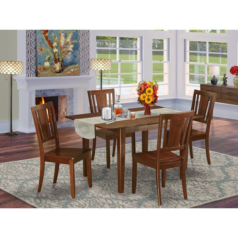 Back. East West Furniture - 5 Pc Kitchen dinette set-breakfast nook and 4 Chairs for Dining room - Mahogany.