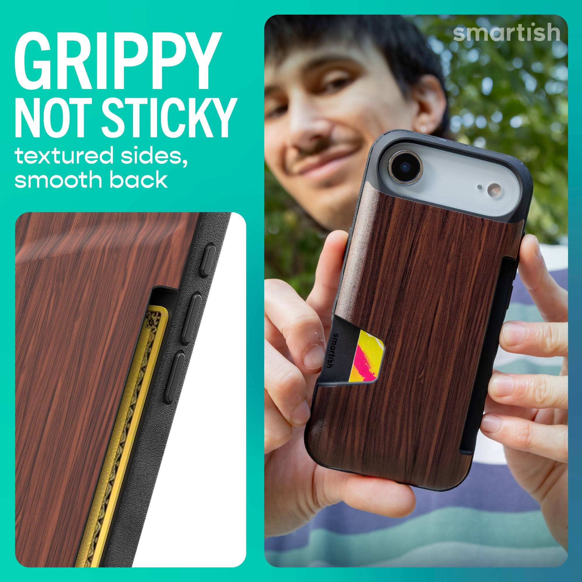 GRIPPY NOT STICKY textured sides, smooth back

smartish