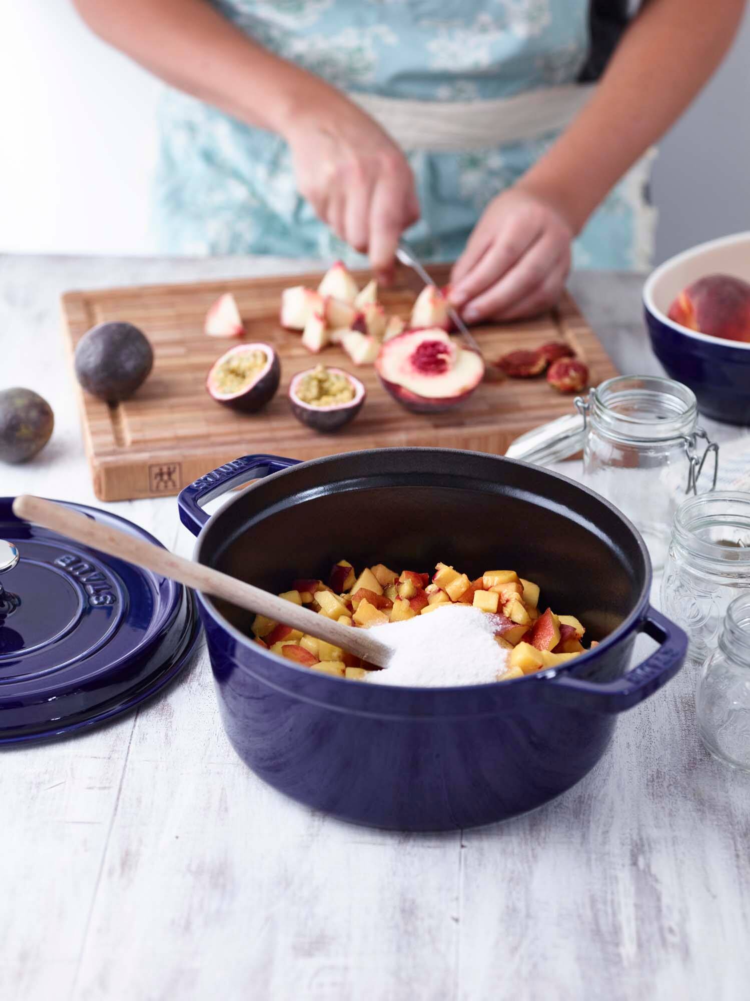 Alt View 2. Staub - Cast Iron 5.5-qt Round Cocotte - Dark Blue.