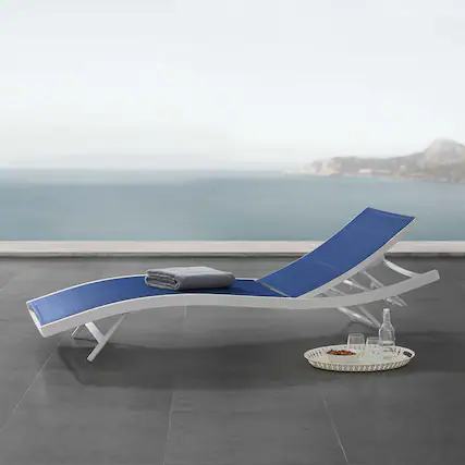 Front. Modway - Glimpse Outdoor Patio Mesh Chaise Lounge Chair by Modway - White Navy.