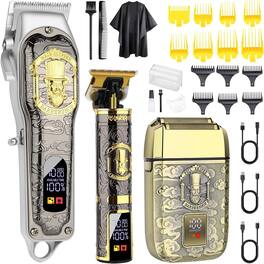 RTMB - Electric foil shavers and beard trimmers, a set of rechargeable cordless - Gold