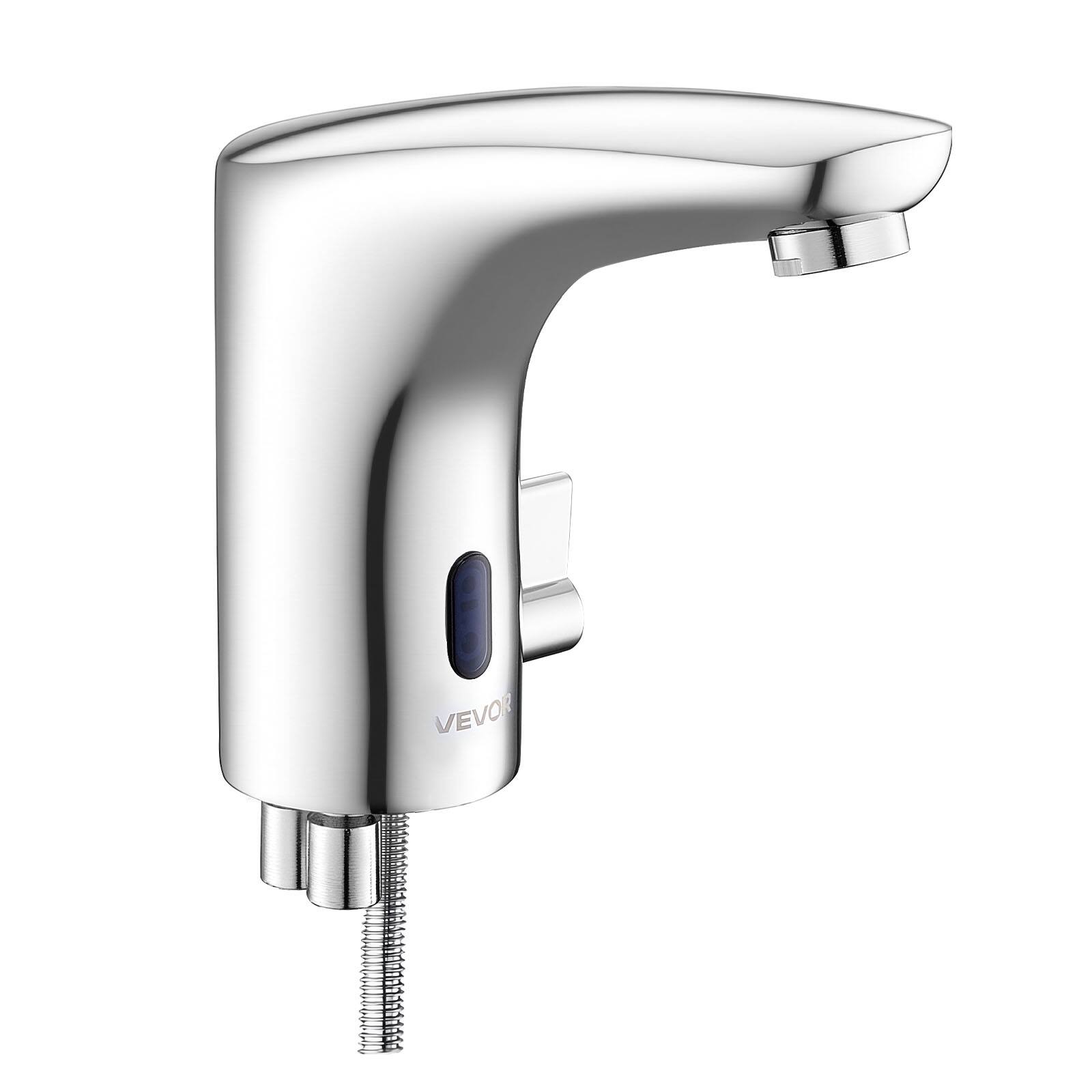 Alt View 5. VEVOR - Touchless Bathroom Sink Faucet, Automatic Motion Sensor Restroom Toilet Faucet, HandsFree Adjustable Cold Hot Single - Silver.