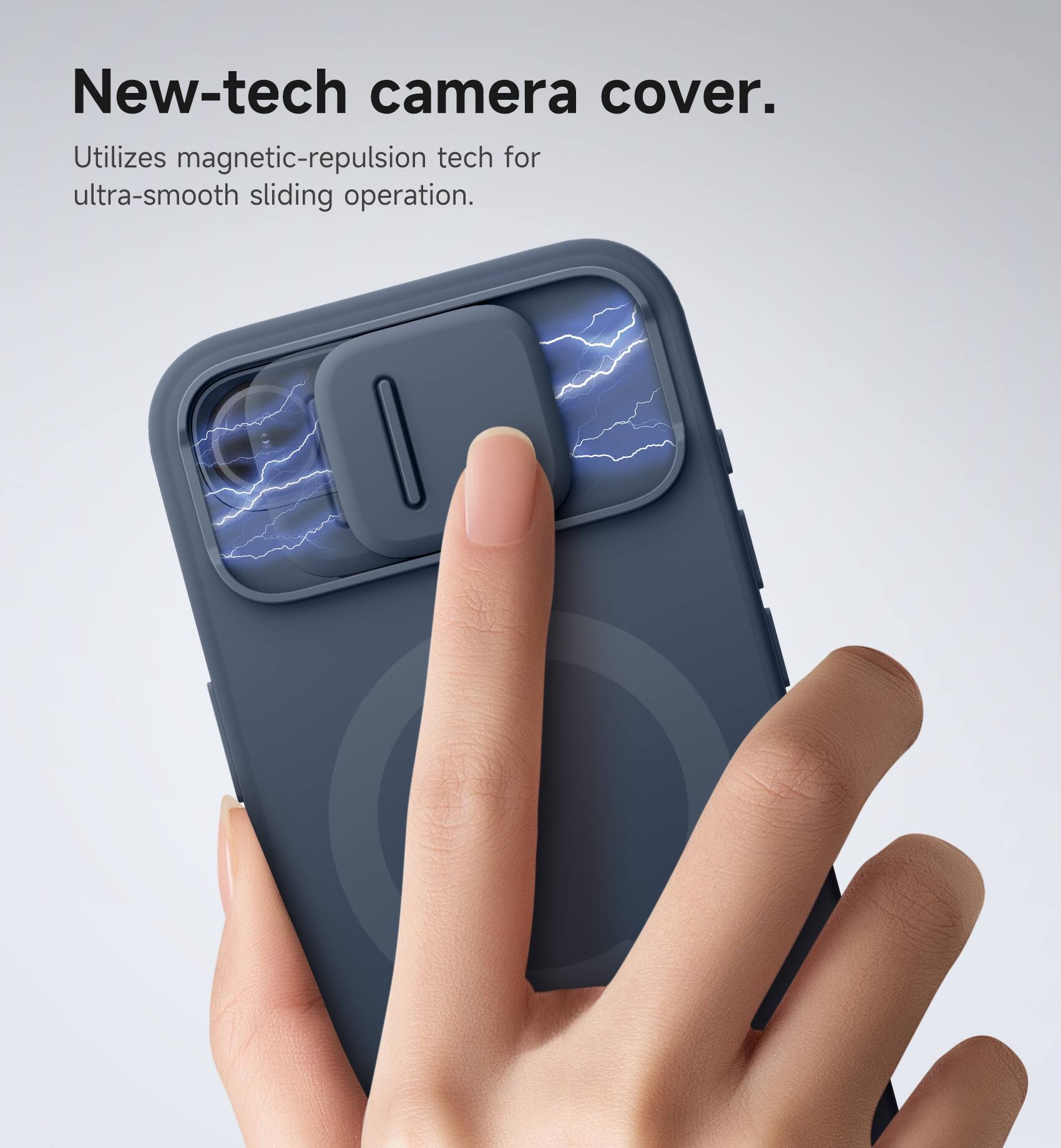 New-tech camera cover.  
Utilizes magnetic-repulsion tech for ultra-smooth sliding operation.