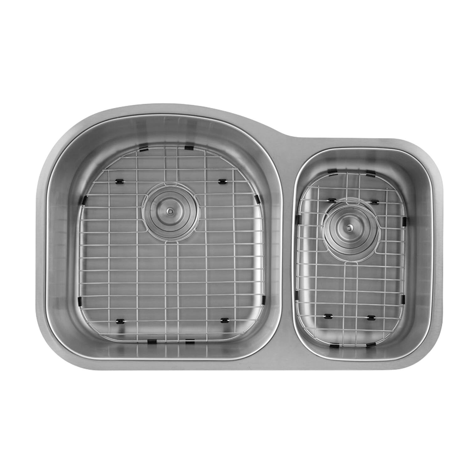 Left. Siljoy - DAX 70/30 Double Bowl Undermount Kitchen Sink 31.5"x20.5" Stainless Steel – Noise Reduction - Steel Gray.