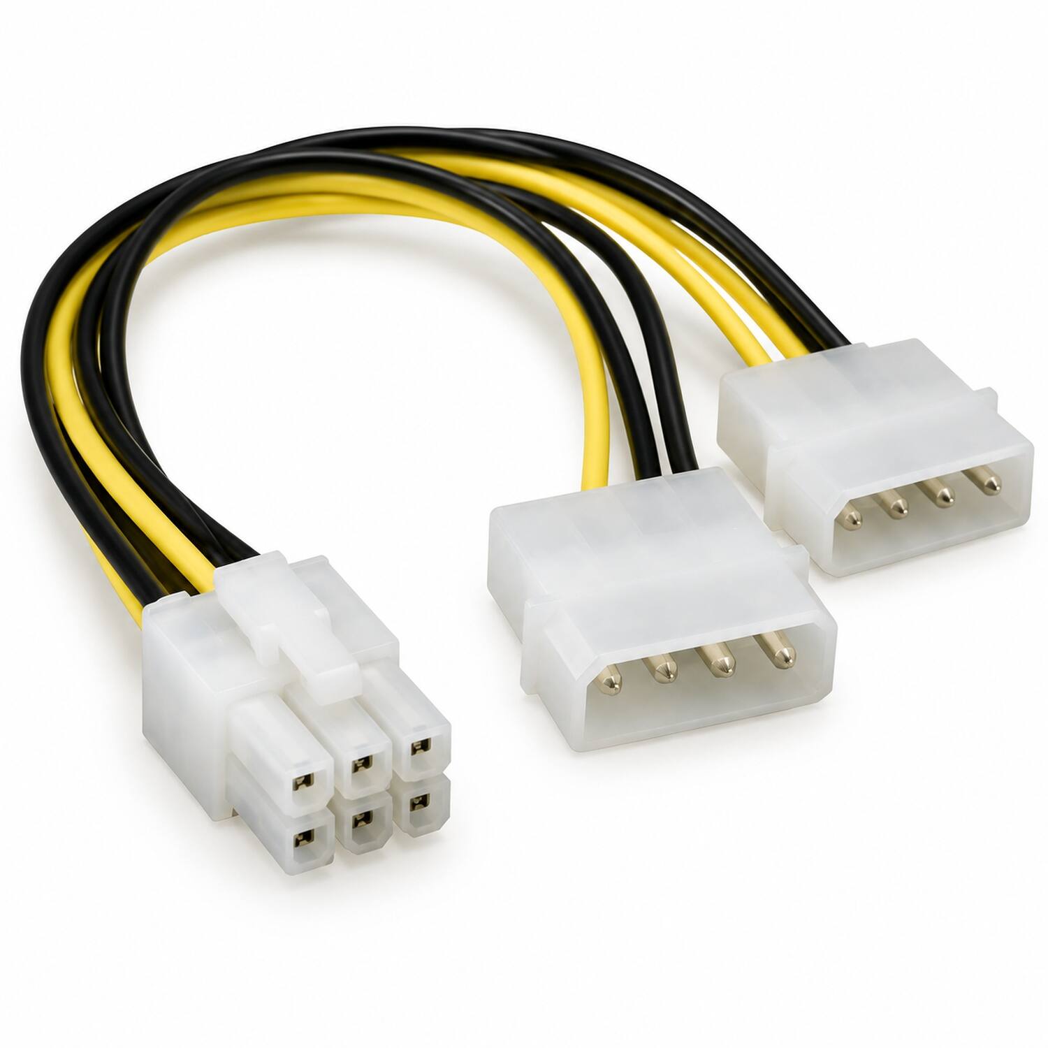 Angle. Sanoxy - 8in 6-pin PCI Express to Two 5.25" Male Power Adapter Cable - Multi.