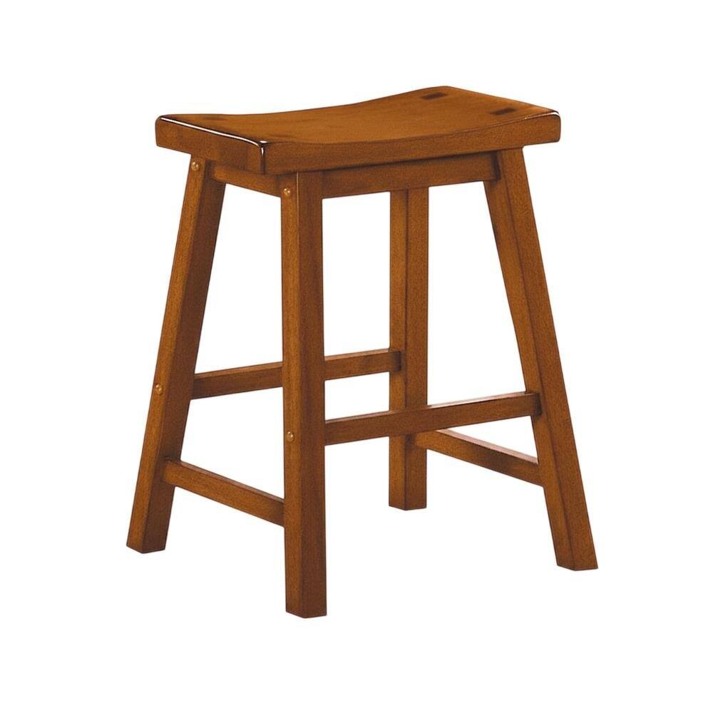 Angle. Starlight Canyon Home - Saddleback Solid Wood Counter Stool with Saddle Seat, Oak, Set of 2 - Brown.