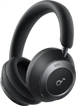 Front. Soundcore - by Anker Space One Pro True Wireless Over-the-Ear Noise Cancelling Headphones - Black.