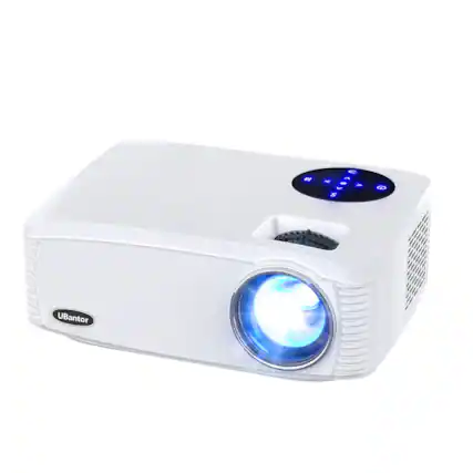 Front. Ubantor - 20000LM Native 1080P Projector with 450" Display, Full HD, iOS/Android & 4K Support, LCD, 5G, WiFi & Bluetooth - White.