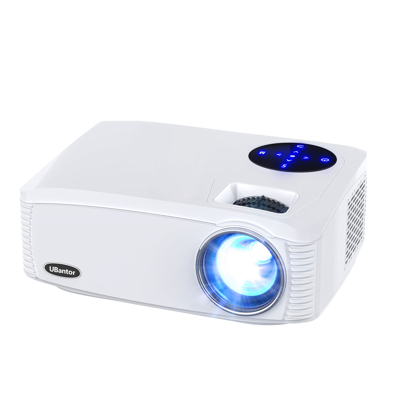 Front. Ubantor - 20000LM Native 1080P Projector with 450" Display, Full HD, iOS/Android & 4K Support, LCD, 5G, WiFi & Bluetooth - White.