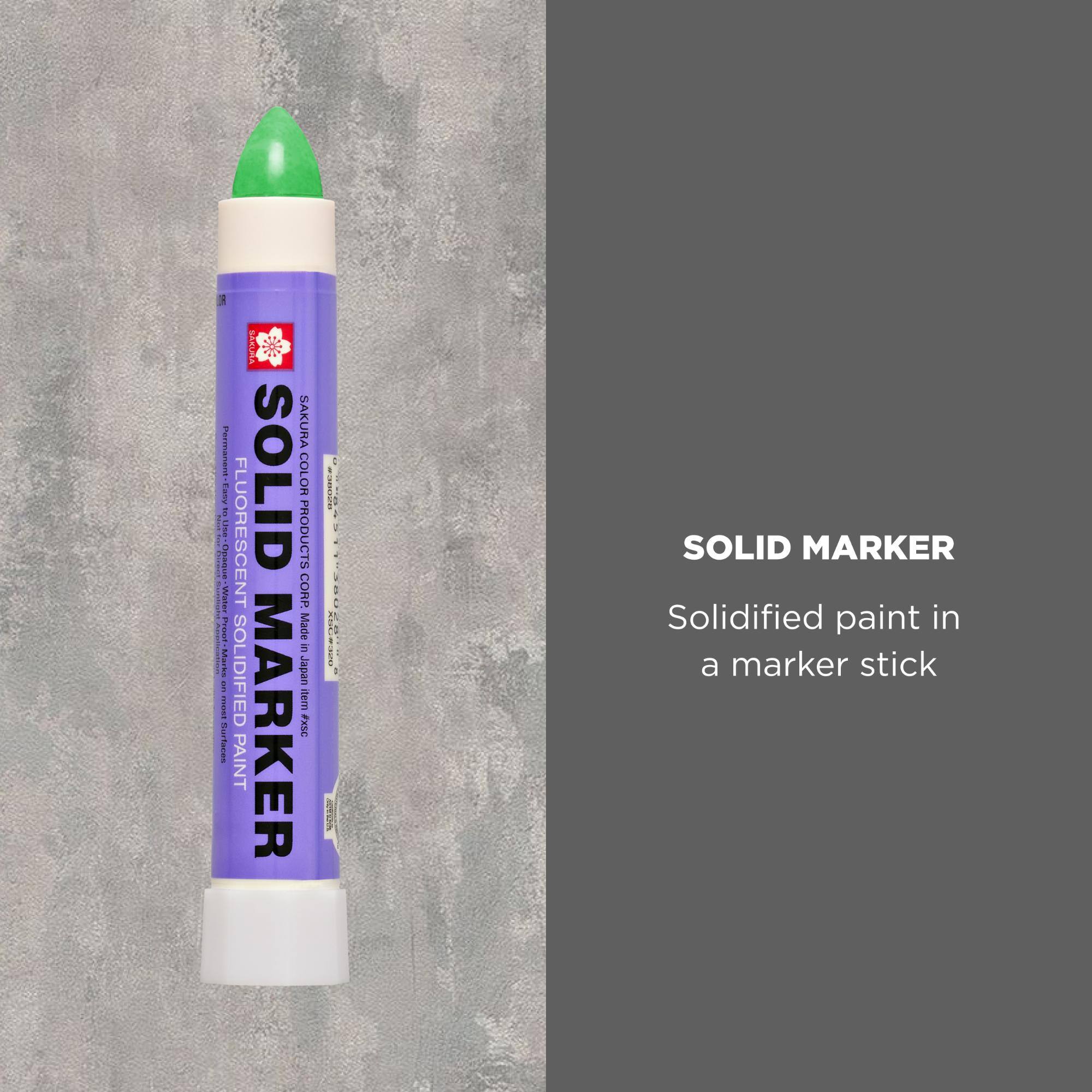 - Permanent manue OR Proof-Marks COMET Surfaces
- SATURA FLUORESCENT SOLID SOLIDIFIED PAINT MARKER
- SAKURA COLOR PRODUCTS CORP. in Made Japan item #XSC
- desponschen
- SOLID MARKER Solidified paint in a marker stick