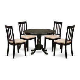 East West Furniture - HLAN5-CAP-C 5 Pc Kitchen Table set-Dining Table and 4 Dinette Chairs - Cappuccino