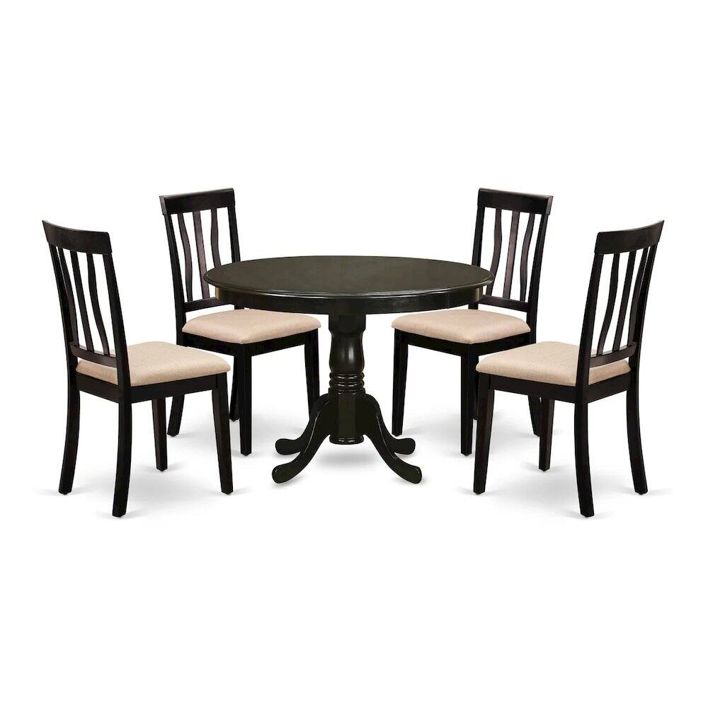 East West Furniture - HLAN5-CAP-C 5 Pc Kitchen Table set-Dining Table and 4 Dinette Chairs - Cappuccino