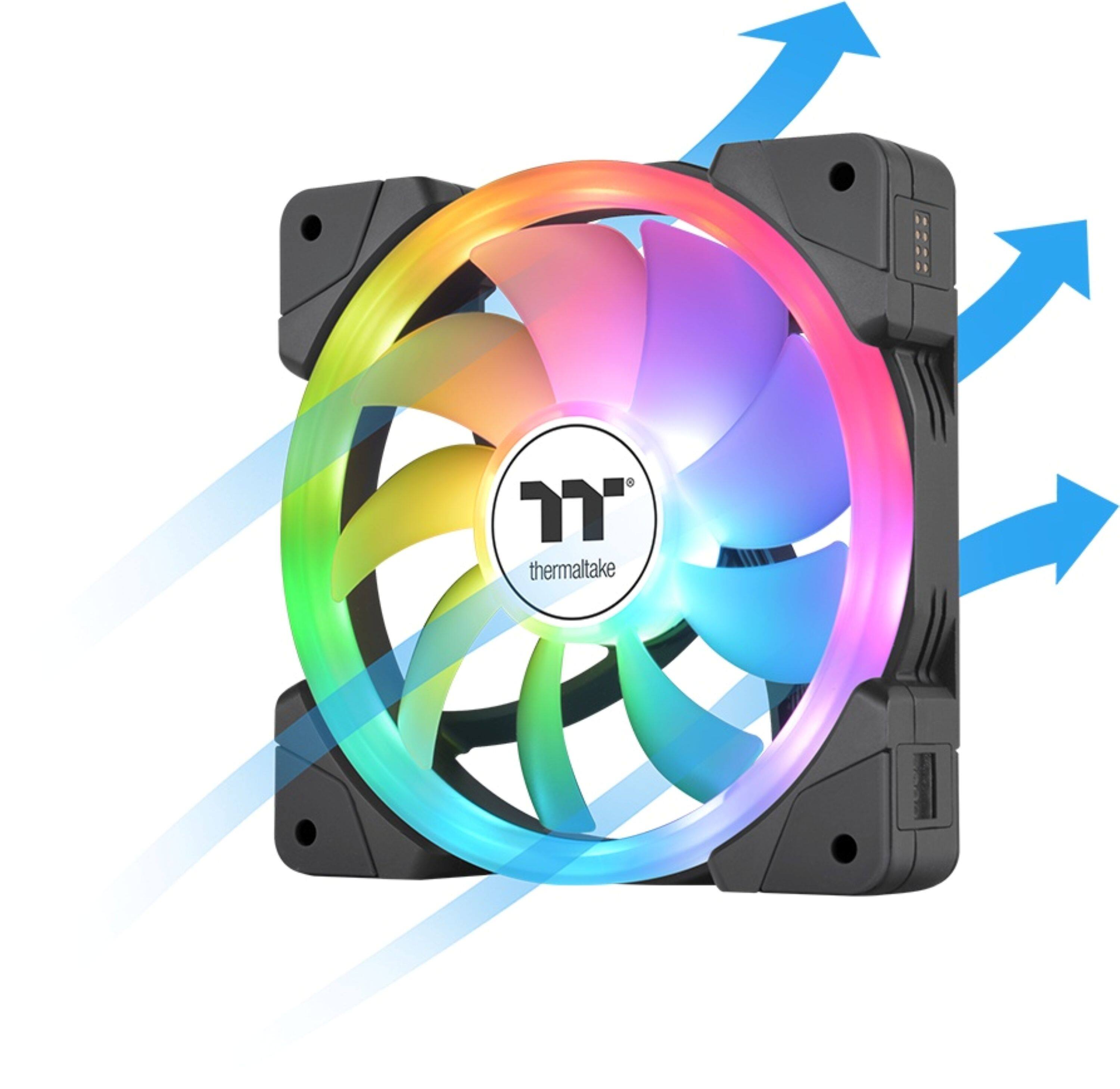 Alt View 4. Thermaltake - SWAFAN EX12 ARGB Sync 120mm Computer Case Cooling Fan TT Premium Edition (3-Pack) - Black.