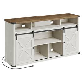 Songmics Home - TV Stand for TVs up to 65", Farmhouse TV Console, 2 Sliding Barn Doors, for Living Room - White