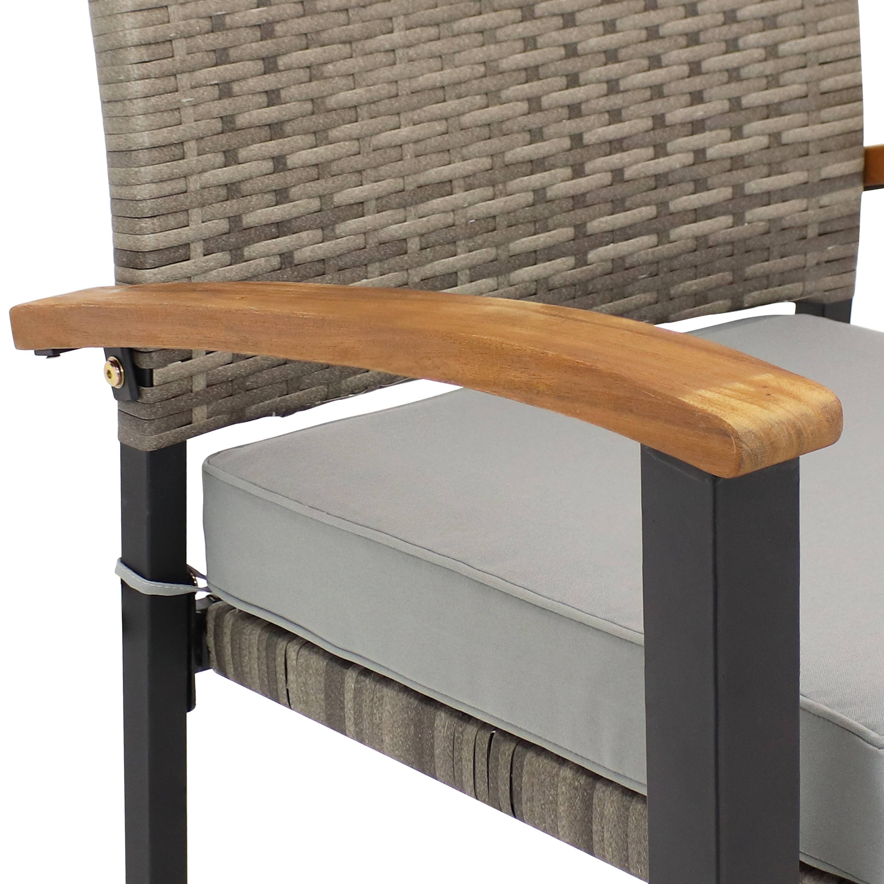 Alt View 6. Sunnydaze - Carlow Resin Wicker 7-Piece Patio Dining Set - Stone Gray.