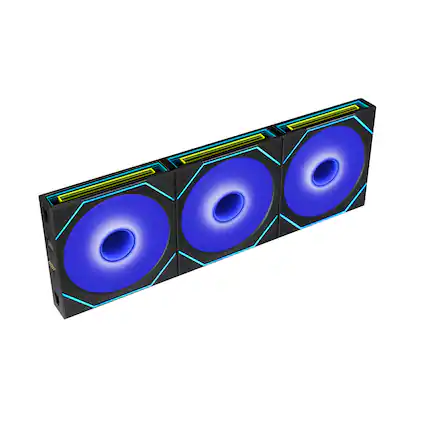 Front. Lian Li - UNI FAN SL Infinity Flex 120mm Reverse Blade ARGB Fan, 3 Pack, Controller Included, (12RSLIN1F3B) - Black.