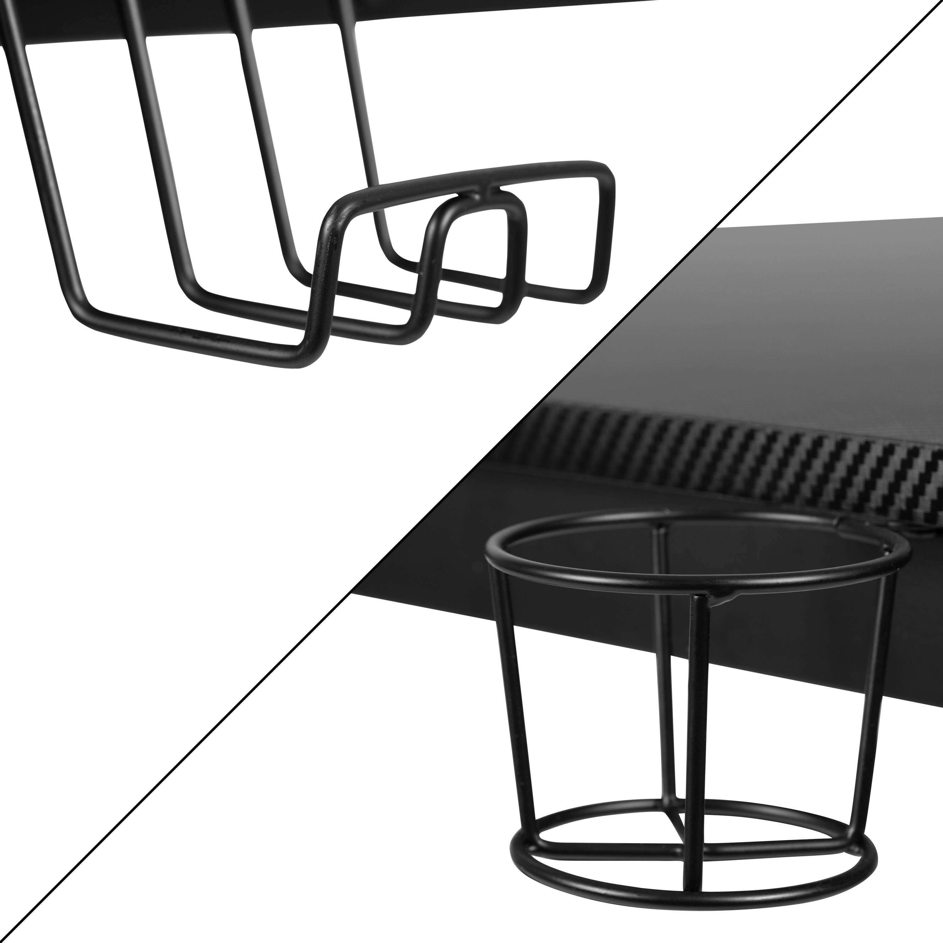Alt View 8. Emma + Oliver - Gaming Desk Bundle - Cup/Headphone Holders, Wire Management - Pink.