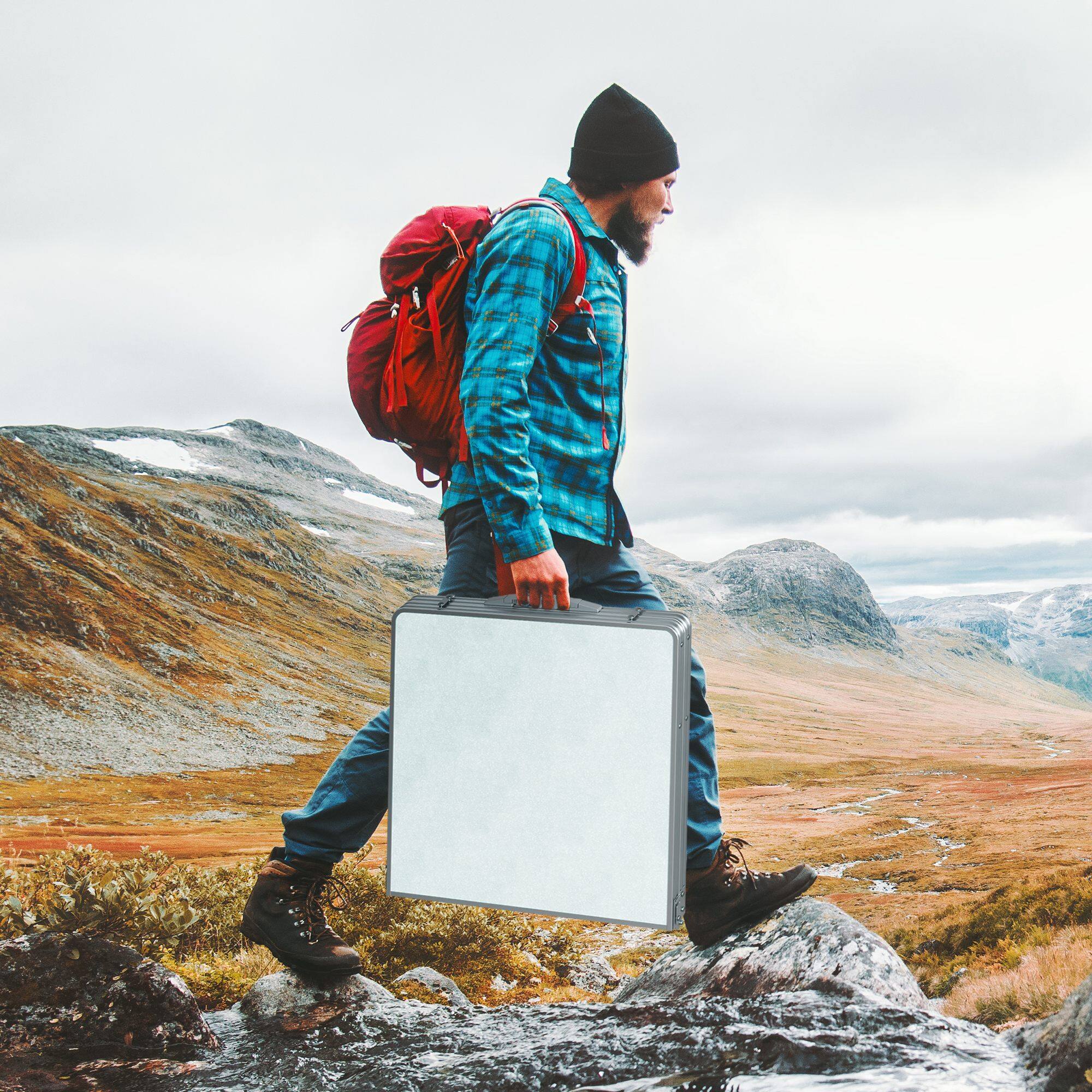 Alt View 7. Outsunny - 47" Folding Camping Table with Height Adjustability, Lightweight Portable Table with Carry Handle - Silver.