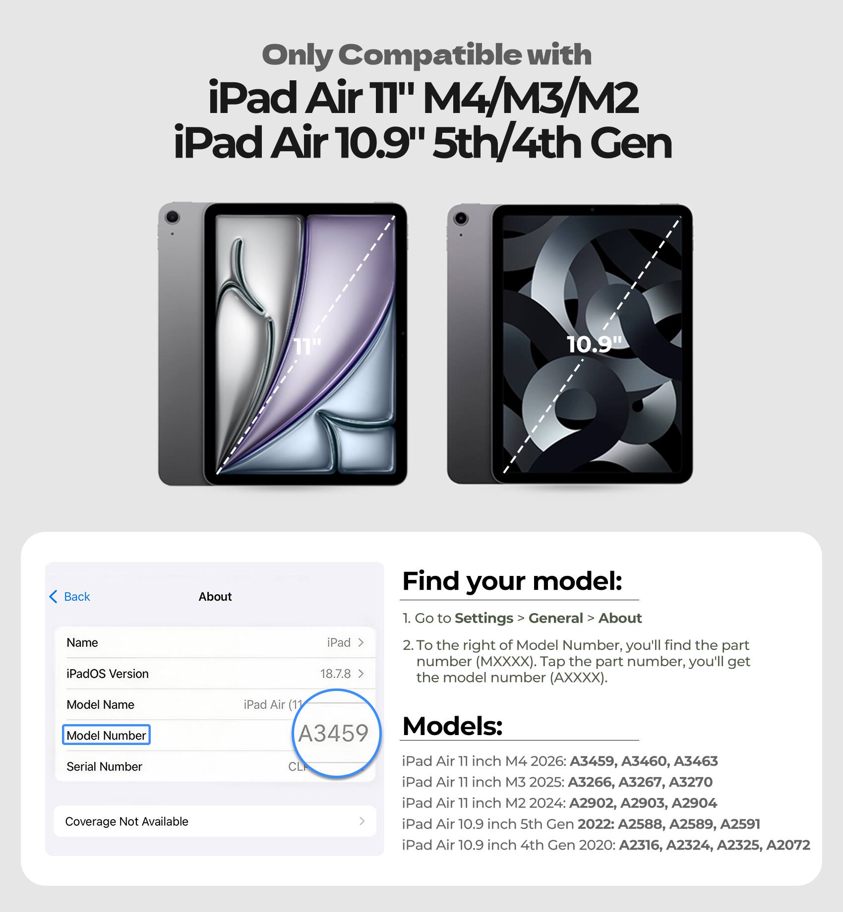Dexnor Case for iPad Air 13” M4/M3/M2 with 360° Rotating Hand Strap ...