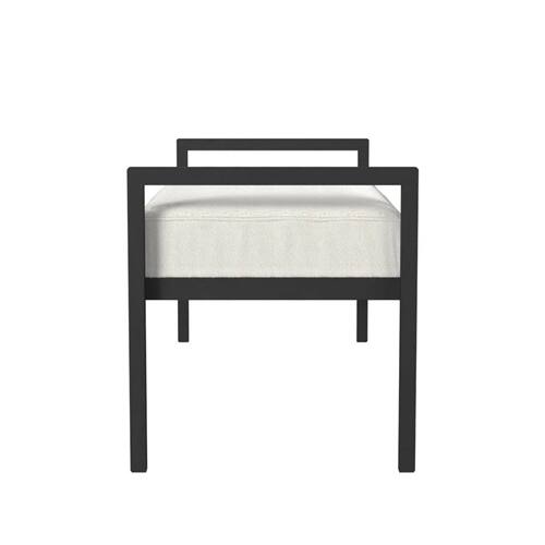 Back. SlickBlue - Modern Industrial Bed Bench with Metal Frame and Velvet Cushion - Cream.
