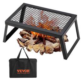 VEVOR - Folding Campfire Grill,Heavy Duty Steel Mesh Grate,18" Portable Camping Grates Over Fire Pit,Camp Fire Cooking Equipment - Black