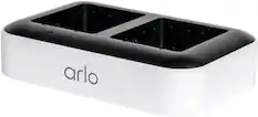 Alt View 1. Arlo - Dual Battery Charger for Pro 5S 2K, Pro 4, Ultra 2, Ultra, Pro 3 Floodlight, Pro 4 XL, Ultra 2 XL, and Go 2 Cameras - White.