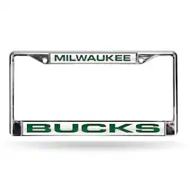 Rico Industries - Milwaukee Bucks NBA Chrome Metal Laser Cut License Plate Frame - Multi