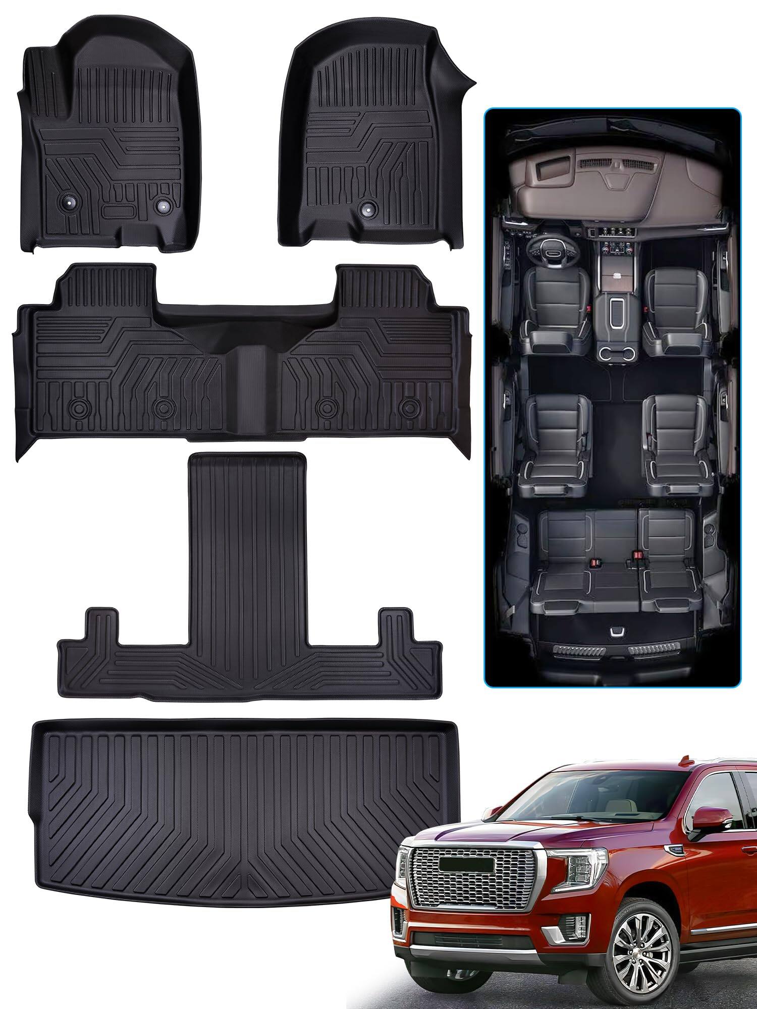 Front. Dazzling Pops - For Gmc Yukon Chevrolet Chevy Tahoe 2026 Floor Mats Cargo Liner 7 Seats Denali not Xl for Accessories onl - Default.