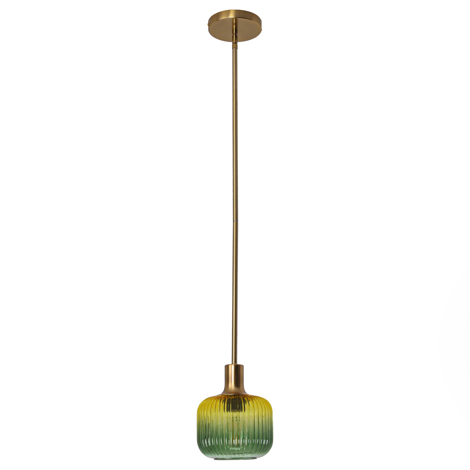 Alt View 1. Parrot Uncle - 6" W Vintage 1-light Green Glass Pendant Light - Gold.