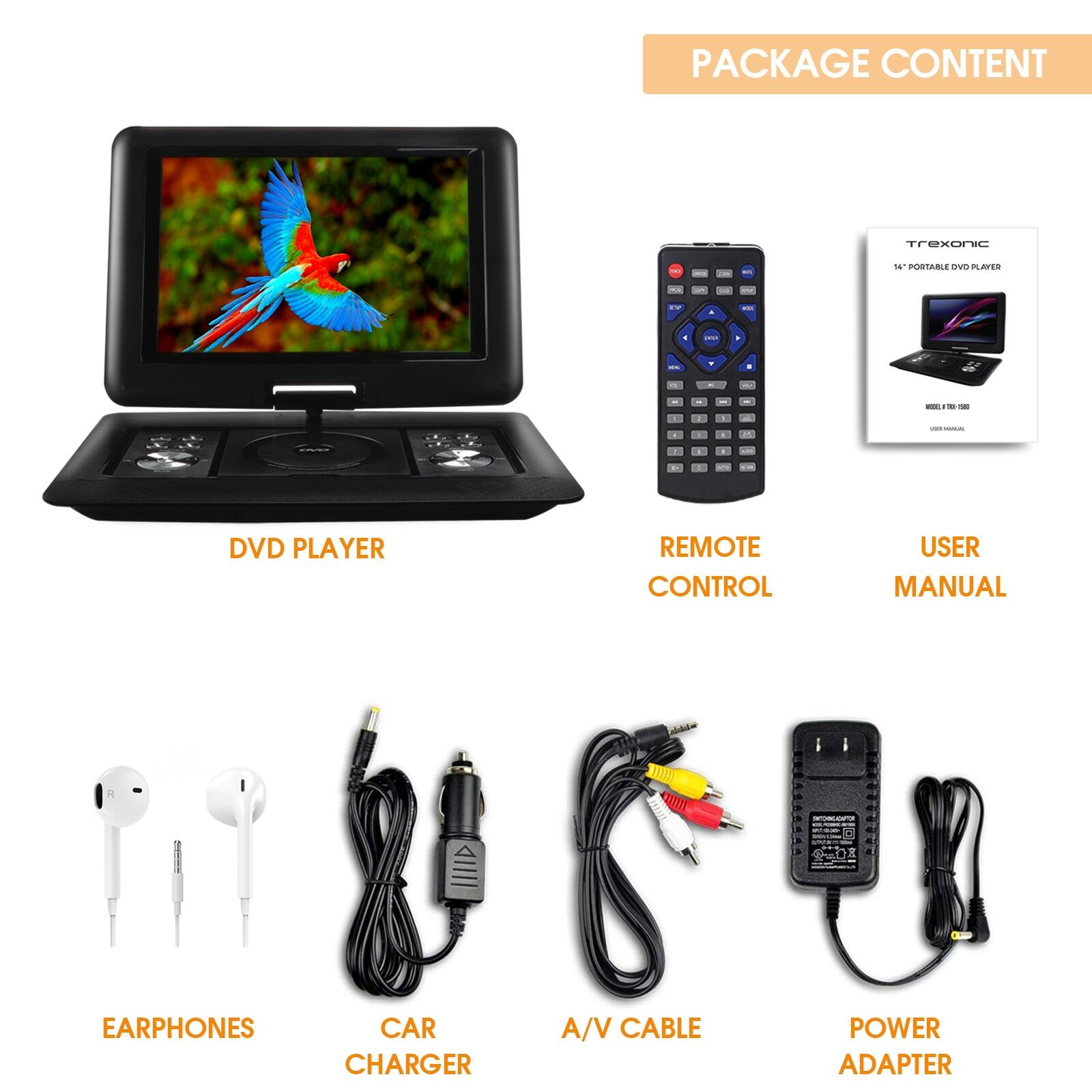 Trexonic 13.3 Inch Portable TV+DVD Player with Color TFT LED