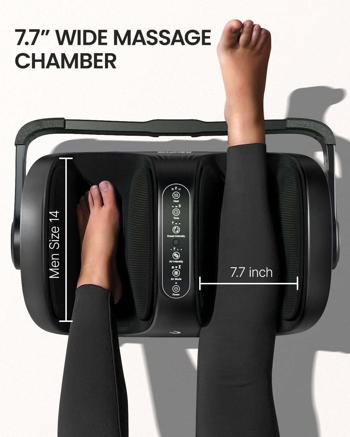 7.7" WIDE MASSAGE CHAMBER  
Men Size 14  
7.7 inch