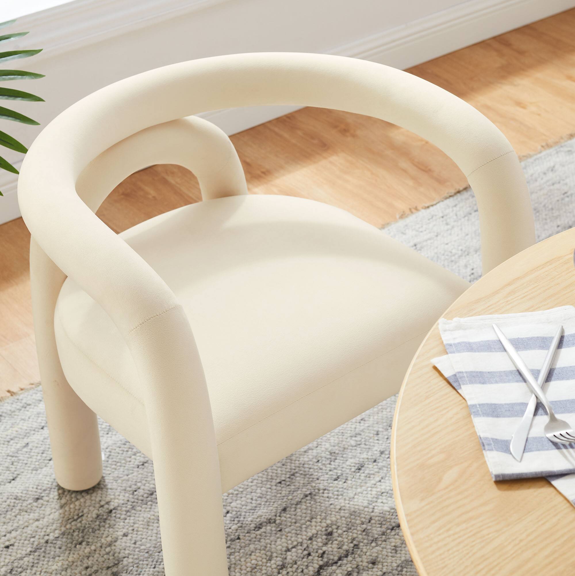 Alt View 5. Modway - Astrid Performance Velvet Dining Chair by Modway - Ivory.