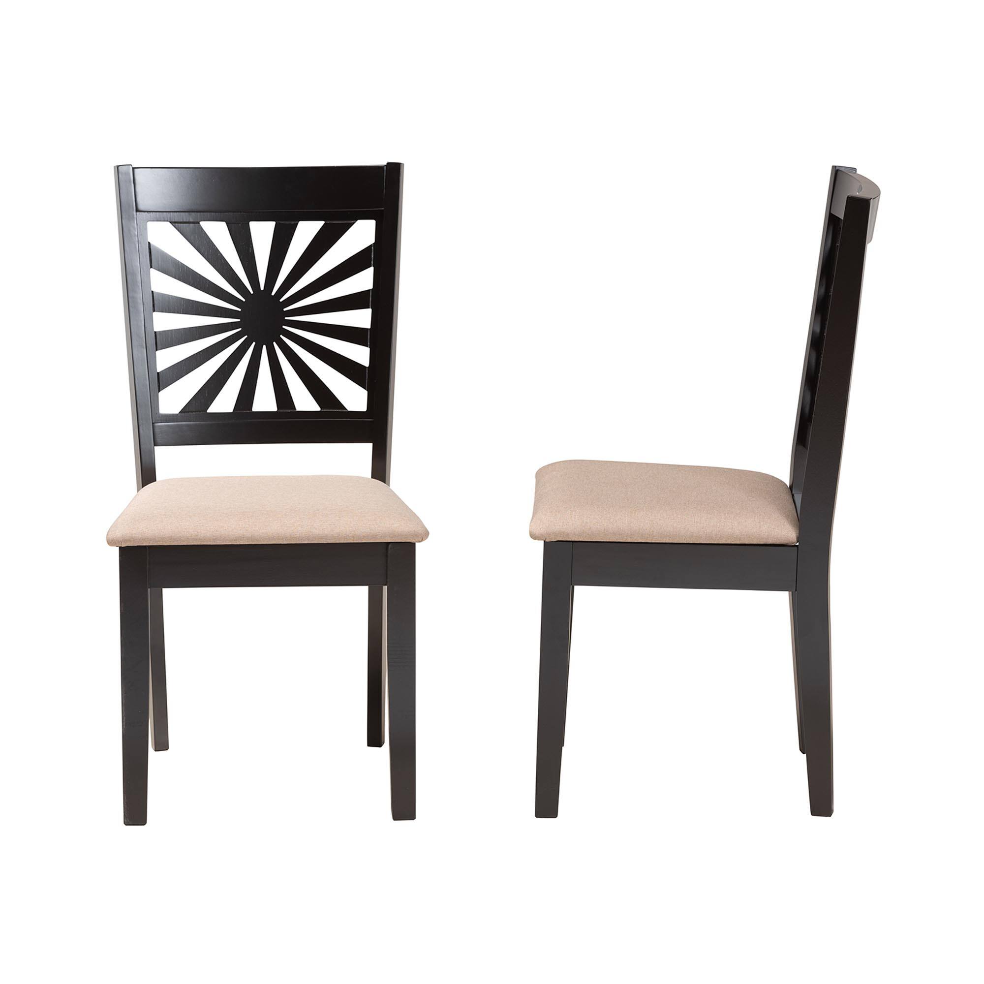 Left. Baxton Studio - Olympia Modern Fabric and Espresso Finished Wood 2-Piece Dining Chair Set - Beige/Espresso Brown.