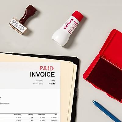 PAID INVOICE  
Invoice No: 10643  
Invoice Date: 09/05/15  

To:  
Carter's, Neath, Germany  

Item | Unit Price | Quantity | Discount | Total  
--- | --- | --- | --- | ---  
1 | $18.00 | 21 | 25.00% | $283.50  
2 | $45.60 | 15 | 25.00% | $513.00  

Total: $896.50
