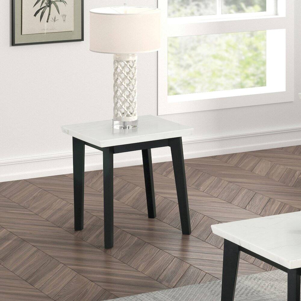 Alt View 1. Furniture of America - Isolde Wood and Marble Square End Table in White - White.