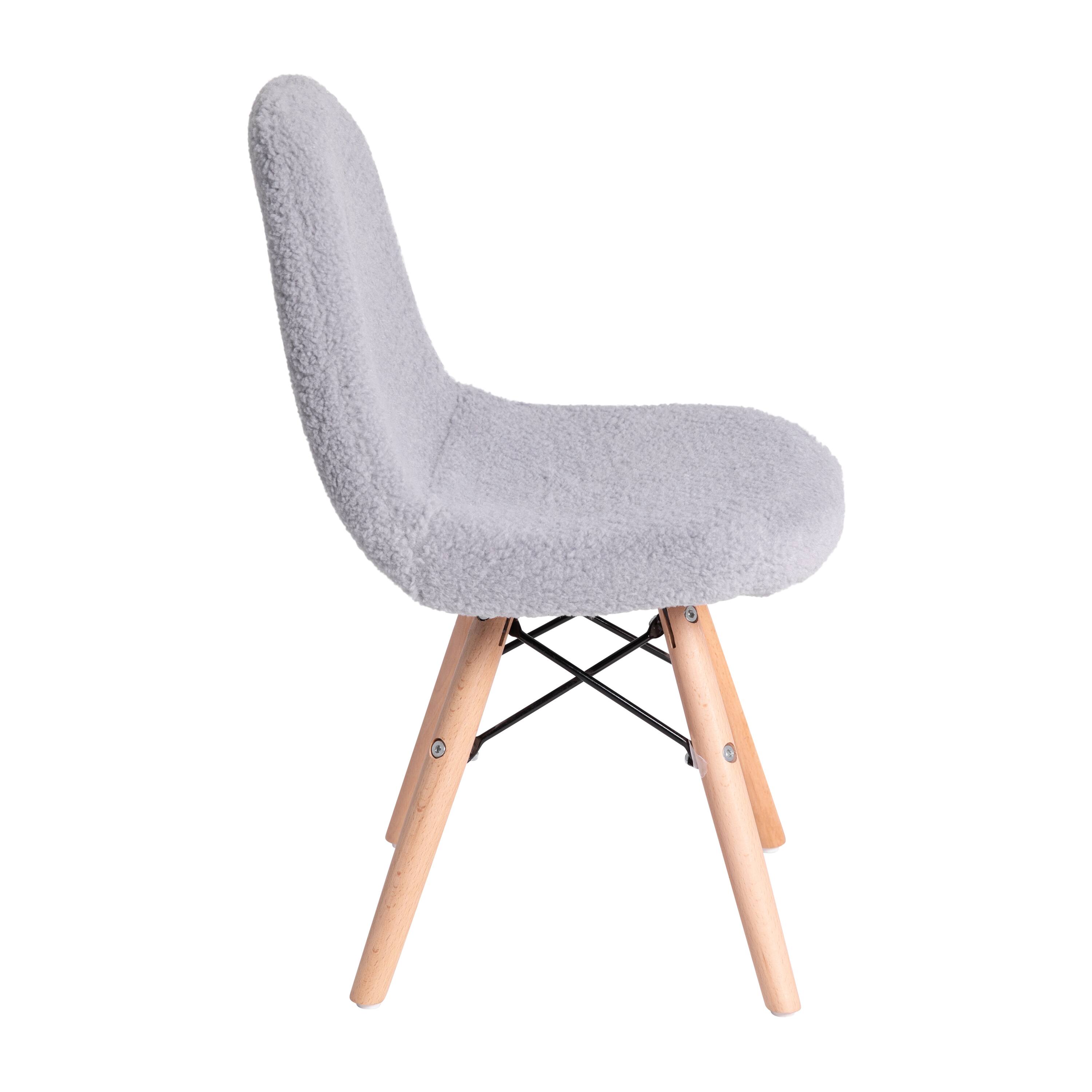 Alt View 7. Emma + Oliver - Set of 2 Children's Dorset Faux Shearling Accent Chairs with Beechwood Legs for Bedroom, Play Room and More - Gray.