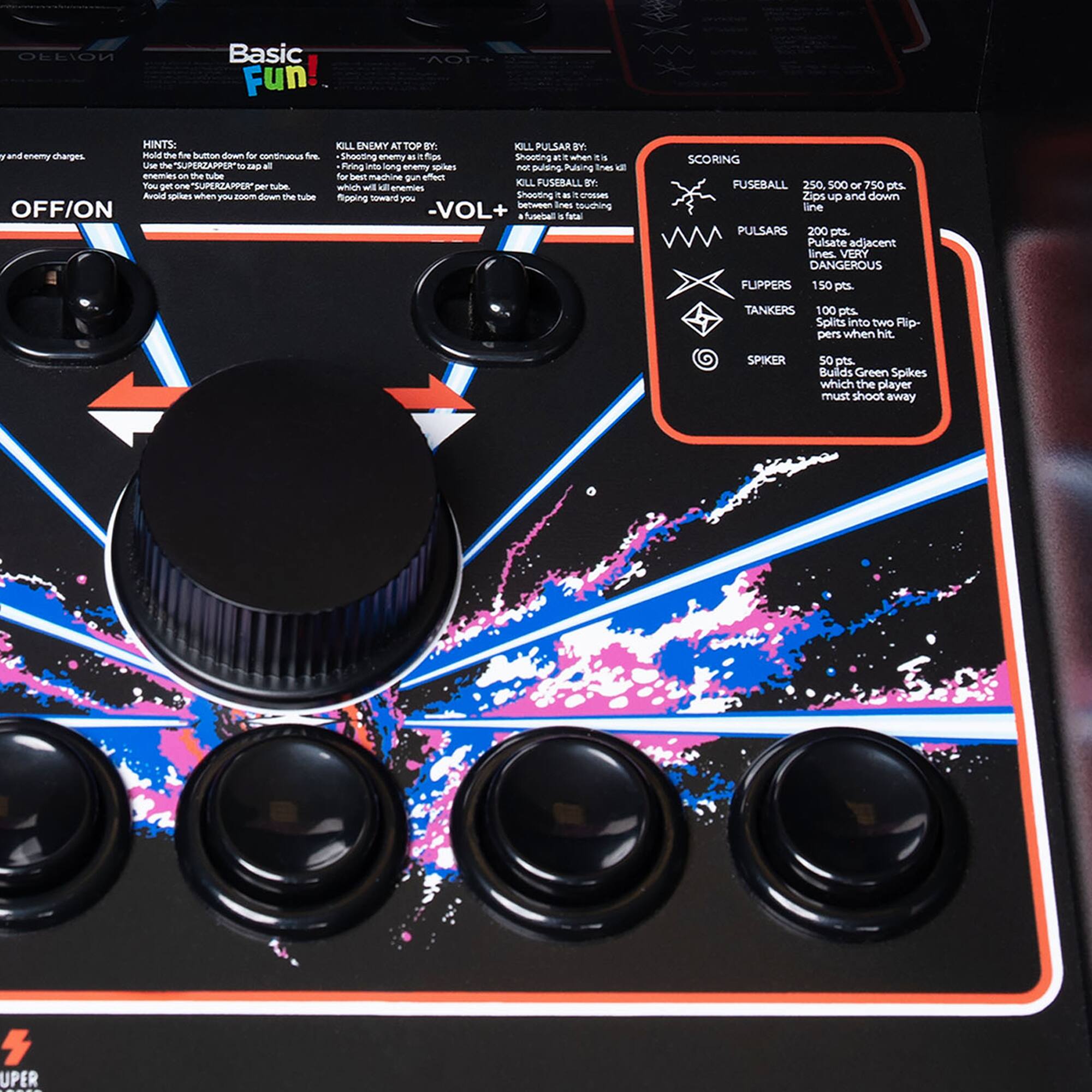 **Basic Fun!**

**Hints:**
- Use the "SUPERZAMPER" button down for continuous fire.
- Avoid spikes when you zoom down the tube.
- Use the "SUPERZAMPER" to zap all enemies at the top of the tube.
- Avoid spikes when you zoom down the tube.
- Use the "SUPERZAMPER" to zap all enemies at the top of the tube.
- Use the "SUPERZAMPER" to zap all enemies at the top of the tube.
- Use the "SUPERZAMPER" to zap all enemies at the top of the tube.
- Use the "SUPERZAMPER" to zap all enemies at the top of the tube.
- Use the "SUPERZAMPER" to zap all enemies at the top of the tube.
- Use the "SUPERZAMPER" to zap all enemies at the top of the tube.
- Use the "SUPERZAMPER" to zap all enemies at the top of the tube.
- Use the "SUPERZAMPER" to zap all enemies at the top of the tube.
- Use the "SUPERZAMPER" to zap all enemies at the top of the tube.
- Use the "SUPERZAMPER" to zap all