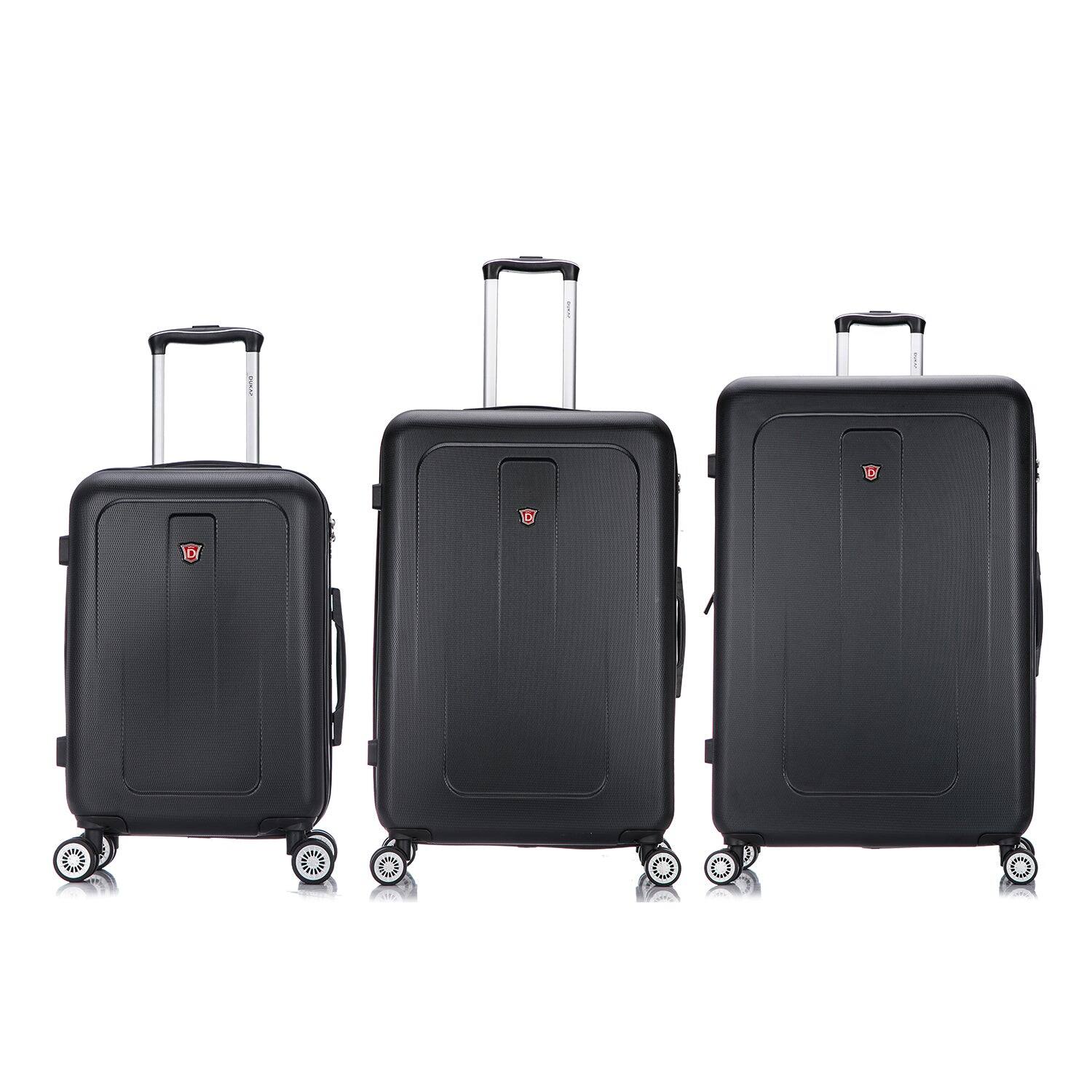 Angle. DUKAP - Crypto Lightweight Hardside 3 Piece Luggage Set 20"/28"/32" - BLACK.