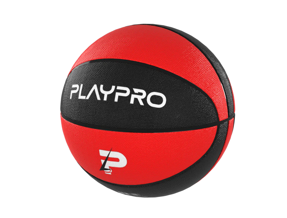 Left. PlayProCo - Premium Rubber Basketball for Kids and Adults - Red Black.