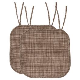 Sweet Home Collection - Aria Memory Foam Non-Slip 16" x 16" Chair Cushion Pad with Ties, 2-Pack - Dark Brown