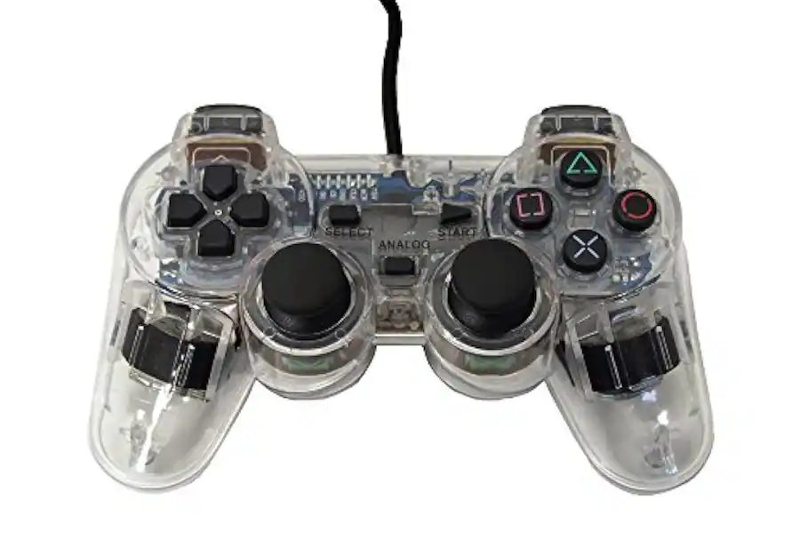 Mars Devices Transparent White Controller for Playstation PS1 PS2 Clear ...