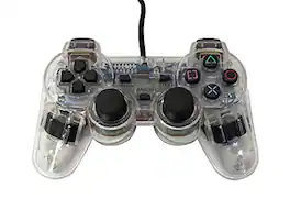 Mars Devices - Transparent White Controller for Playstation PS1 PS2 - Clear