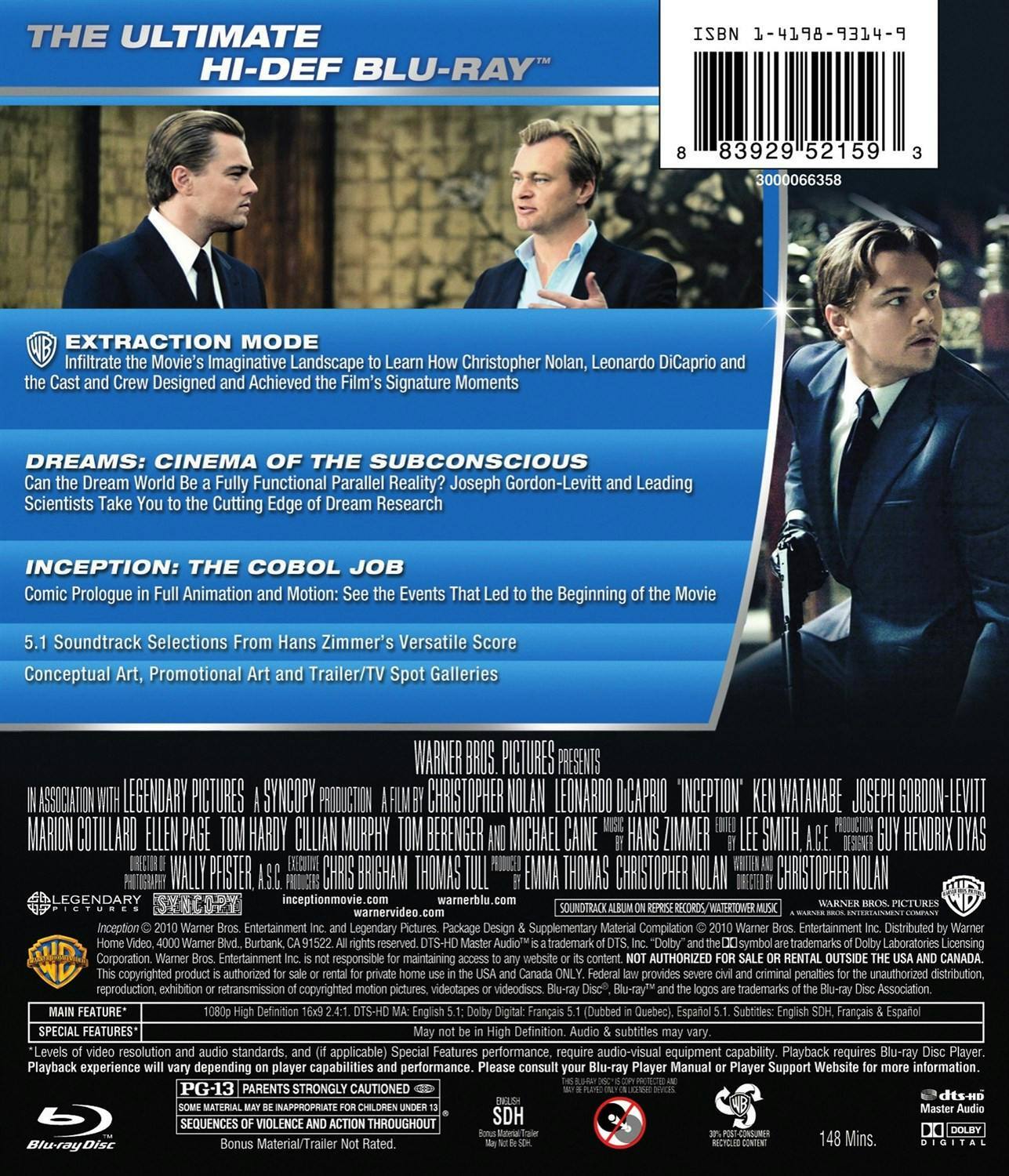 Back. Inception (Blu-ray New Box Art) [Blu-ray].