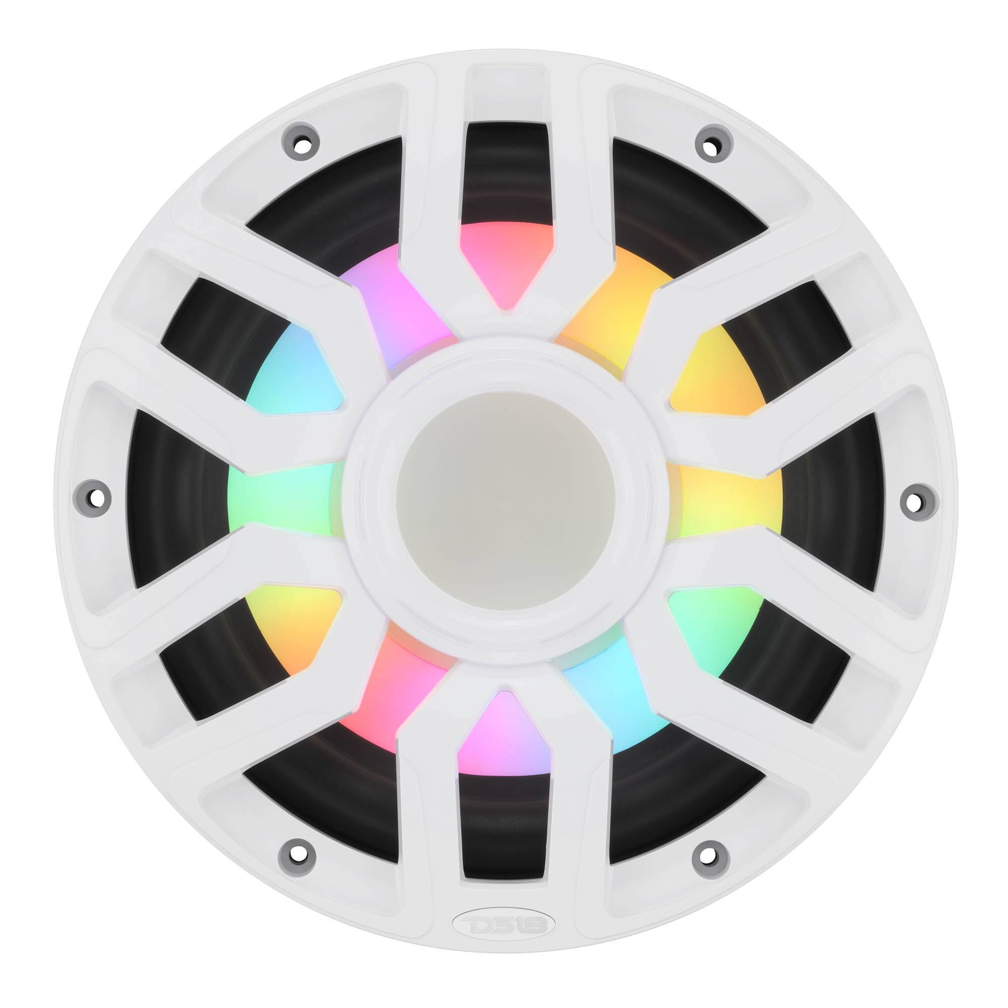 Alt View 1. DS18 Audio - NXL-IQ 10" Subwoofer with Digital LED Lights, 500W RMS Single 4-Ohm - White.