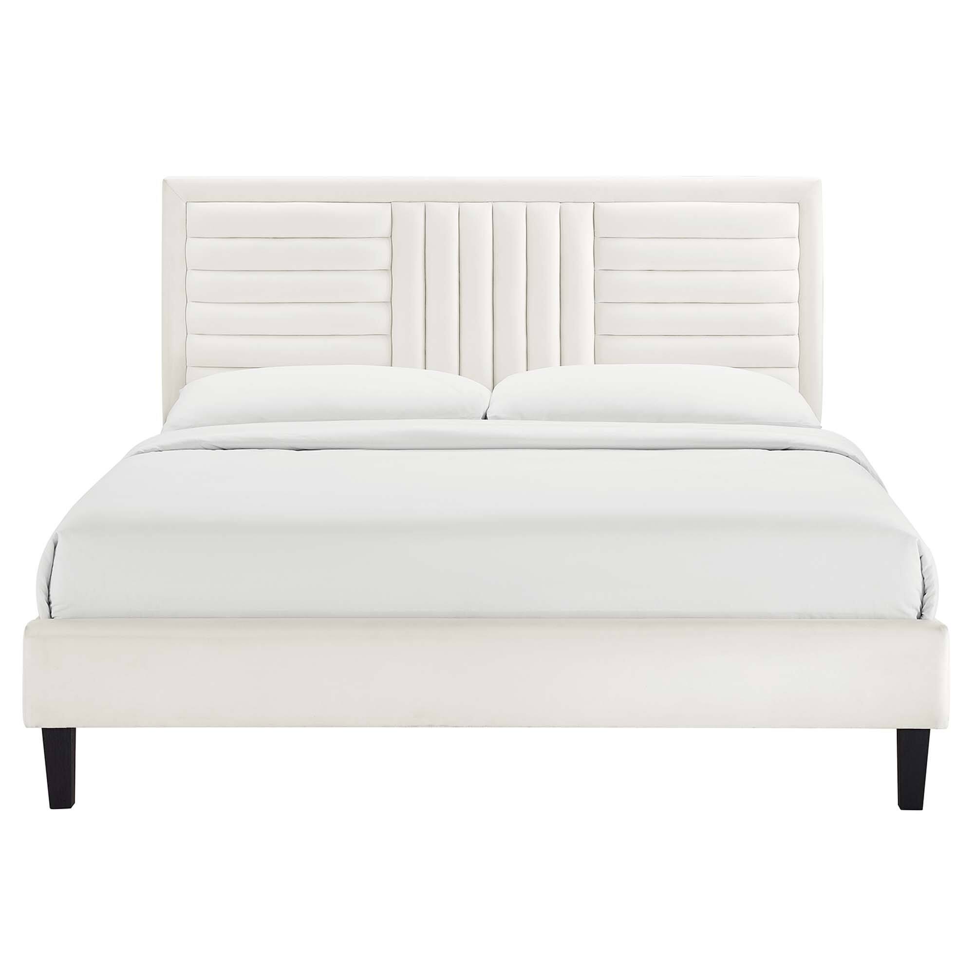 Alt View 1. Modway - Gwyneth Tufted Performance Velvet Full Platform Bed - White.