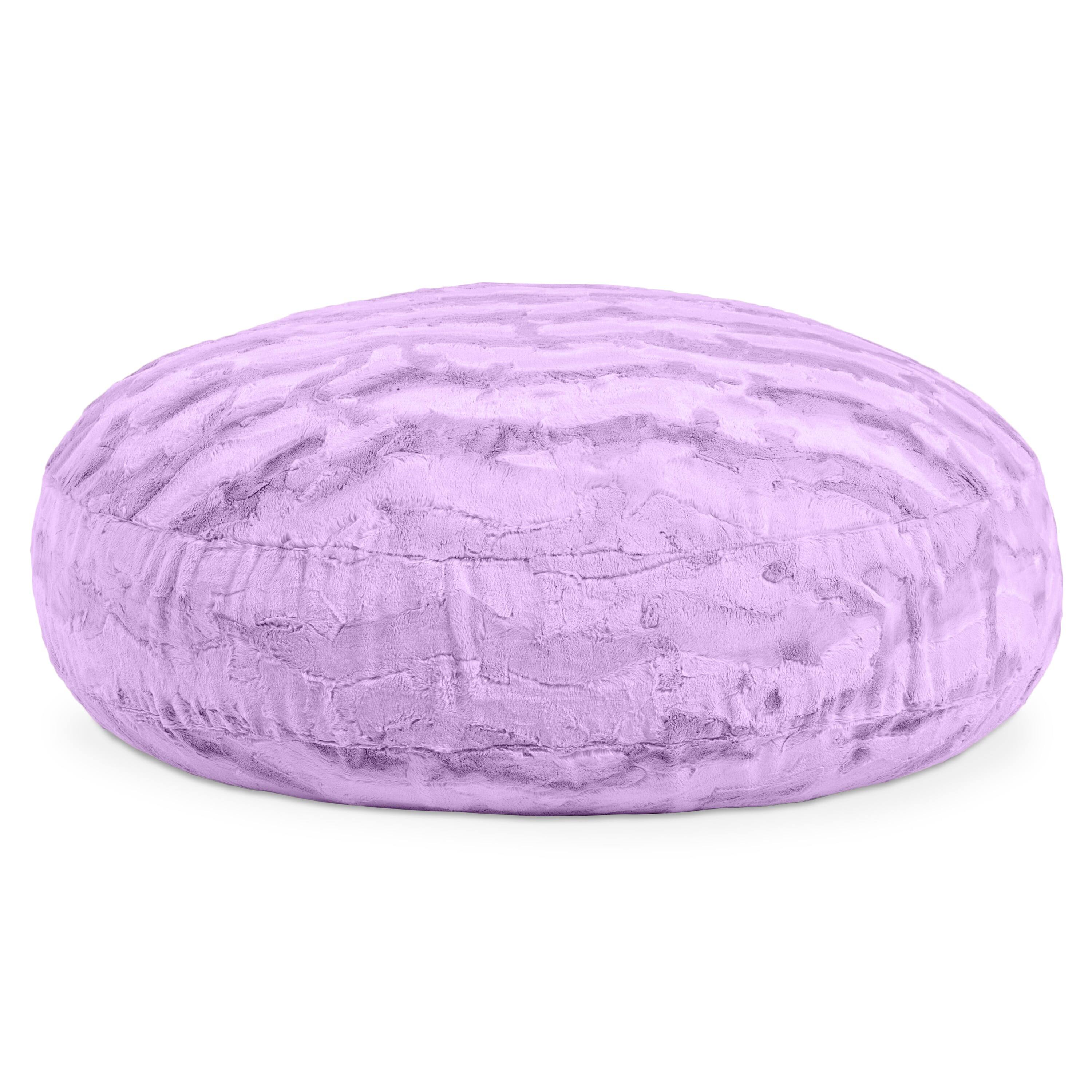 Angle. Jaxx - Jaxx Cocoon 4 Foot Bean Bag Chair - Faux Fur, Bellflower Purple - Faux Fur - Bellflower Purple.