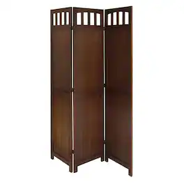 FurniFact - Antique Room Divider Panel – Folding Screen for Room Partition - Walnut