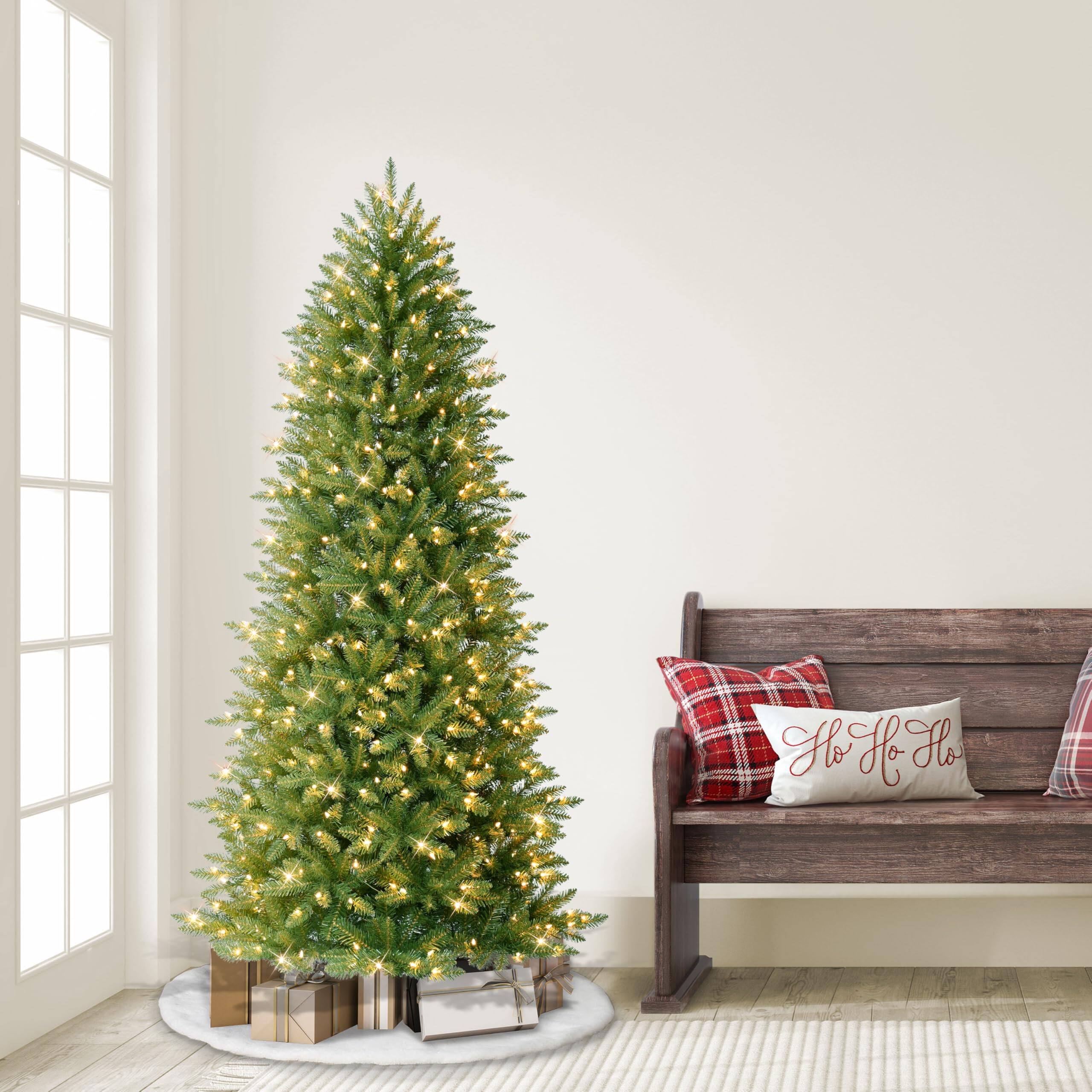 Alt View 6. Skar Audio - Slim Fraser Fir Artificial Christmas Tree With 350 Ul Listed Lights - 7.5' Slim Fraser Fir with 500 Clear Lights.